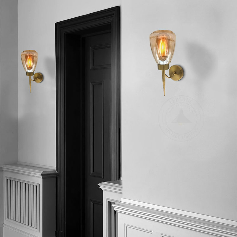 Aletris Glass LED Armed Sconce, Copper, No