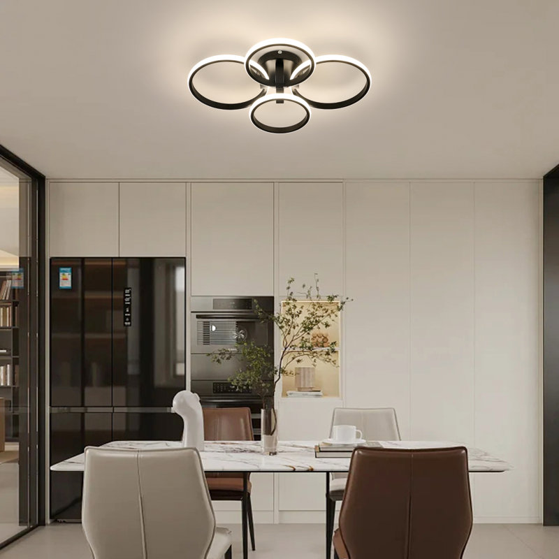Dannitta Dimmable 4-Light Acrylic LED Flush Mount, Black