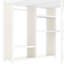 Grand lit mezzanine en métal, finition grain de bois blanc, garde-robe intégrée, bureau, rangement, grand lit facile à assembler, tablettes de rangement, grain de bois, conception d'espace, garde-corps complets