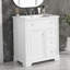 Meuble-lavabo de 30 po avec comptoir d'évier, meuble-lavabo avec porte et deux tiroirs, panneaux de fibres à densité moyenne, bois massif, un paquet, noir (nouvelle couleur WF317773AAK)-1034927762