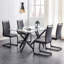 Chaise de salle à manger moderne en similicuir à haut dossier avec pieds en métal en forme de C pour la maison et le bureau-212705469-212705478-212705475