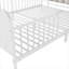 Structure de lit plateforme en métal pour chambre d'enfant, blanc éclatant avec lumière DEL et tête de lit tapissier avec rangement-129225189