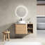 Meuble-lavabo mural 36 po avec lavabo d'art en céramique et tablettes de rangement, porte à fermeture en douceur, emballage KD, contreplaqué
