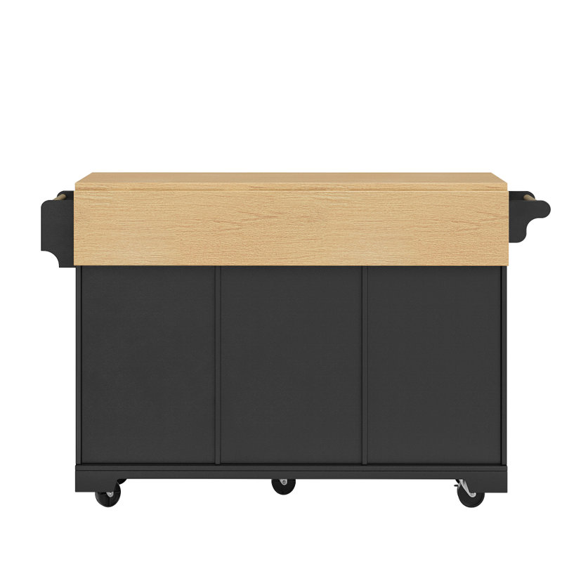 Wood Kitchen Island, Black