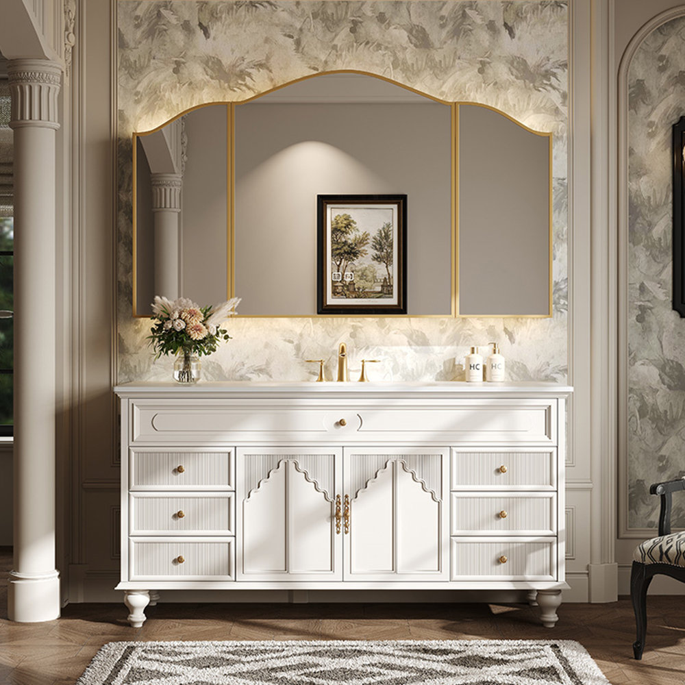 Canora Grey French retro style floor-standing bathroom cabinet
