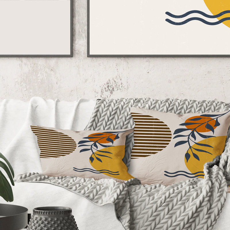 Housse et insert pour coussin Botanical Minimalist Leaf with Shapes I