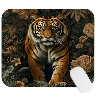 Animals William Morris Tiger III Cottage Gaming Cute Office Laptop Desk Pad Gift Mat Square Rectangle Non-Slip Mousepad