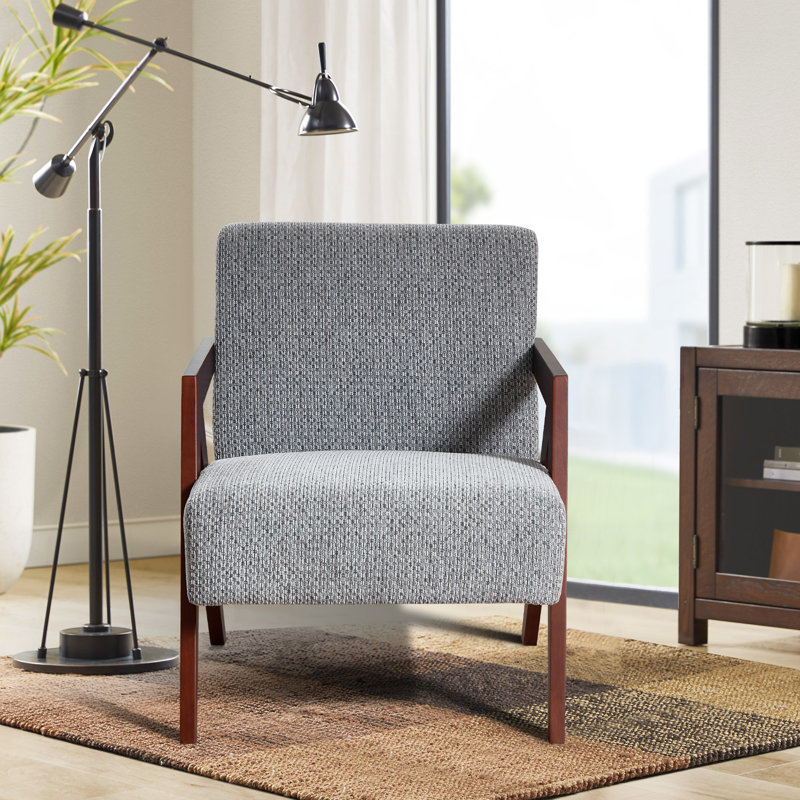 23.8 '' Wide Mid-Century Upholstered Soft Accent chair With Z-Shaped Solid Wood Legs, Soft Fabric Armchair for Living Room