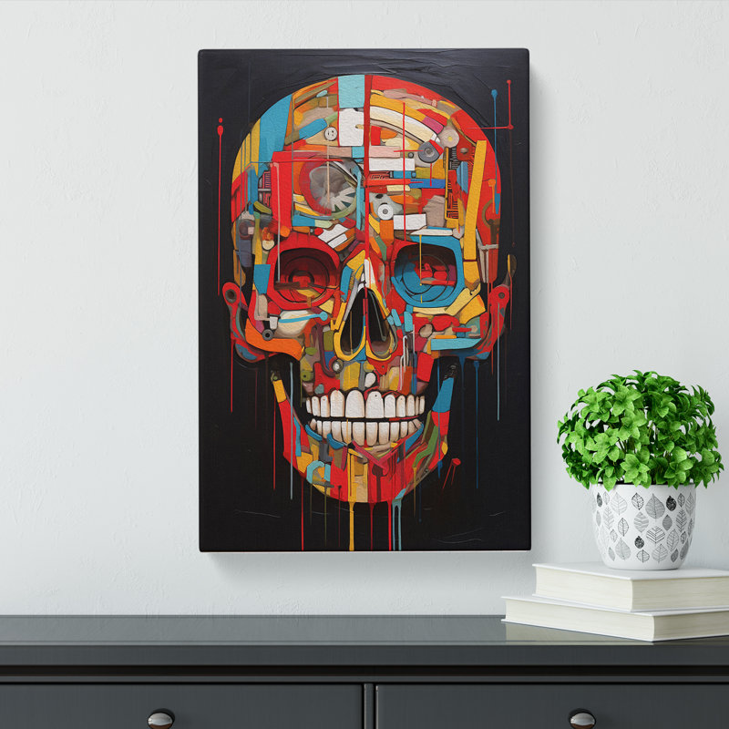 Skull Dadaism Art - Wrapped Canvas, 50cm H x 35cm W x 3cm D