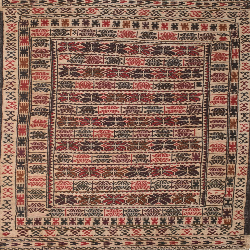 Tapis beige Southwestern, Carré 7 pi