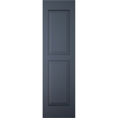 Volets extérieurs Americraft à deux panneaux surélevés égaux en bois véritable (par paire), 45,7 cm (L) x 208,3 cm (H), avec capuchons de volets en aluminium, bleu nuit étoilée