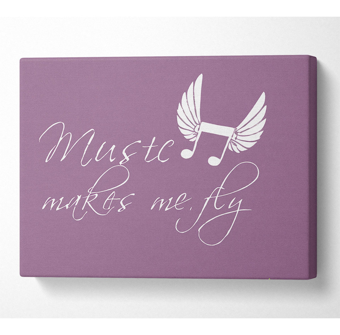 Music Makes Me Fly Dusty Pink - Wrapped Canvas Typography