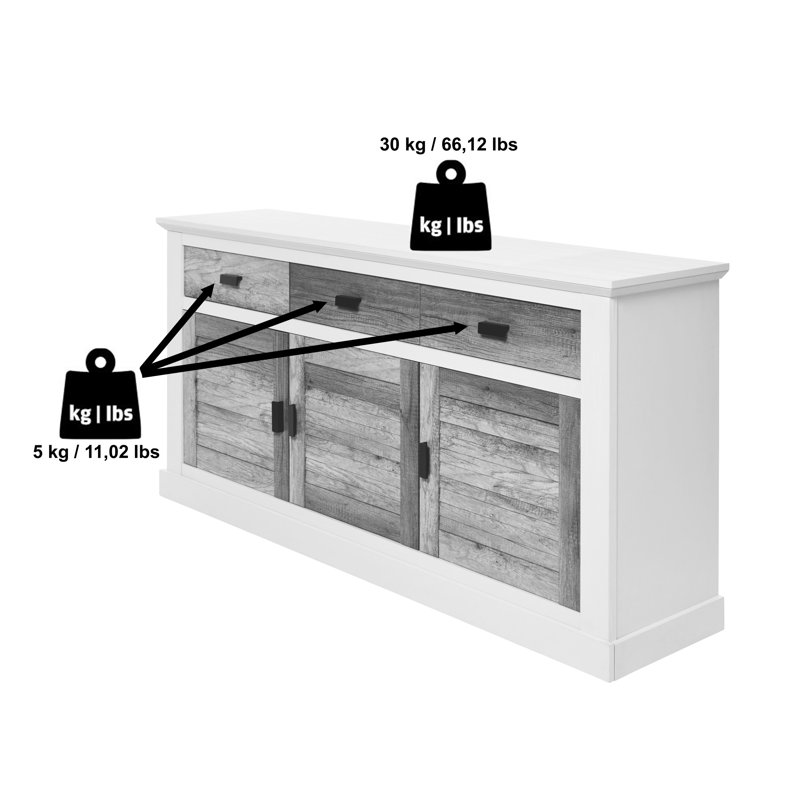 Harviell Sideboard 158cm Wide 3 Drawer