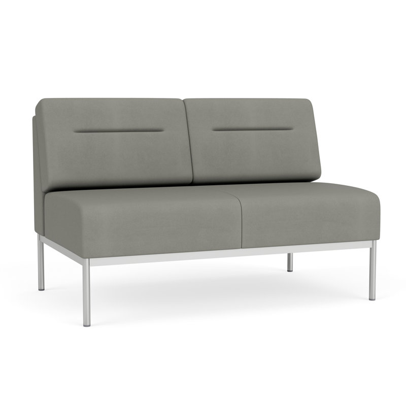 Darsey Lounge Reception Armless Loveseat, Silver, Patriot Plus Dove, Without Power