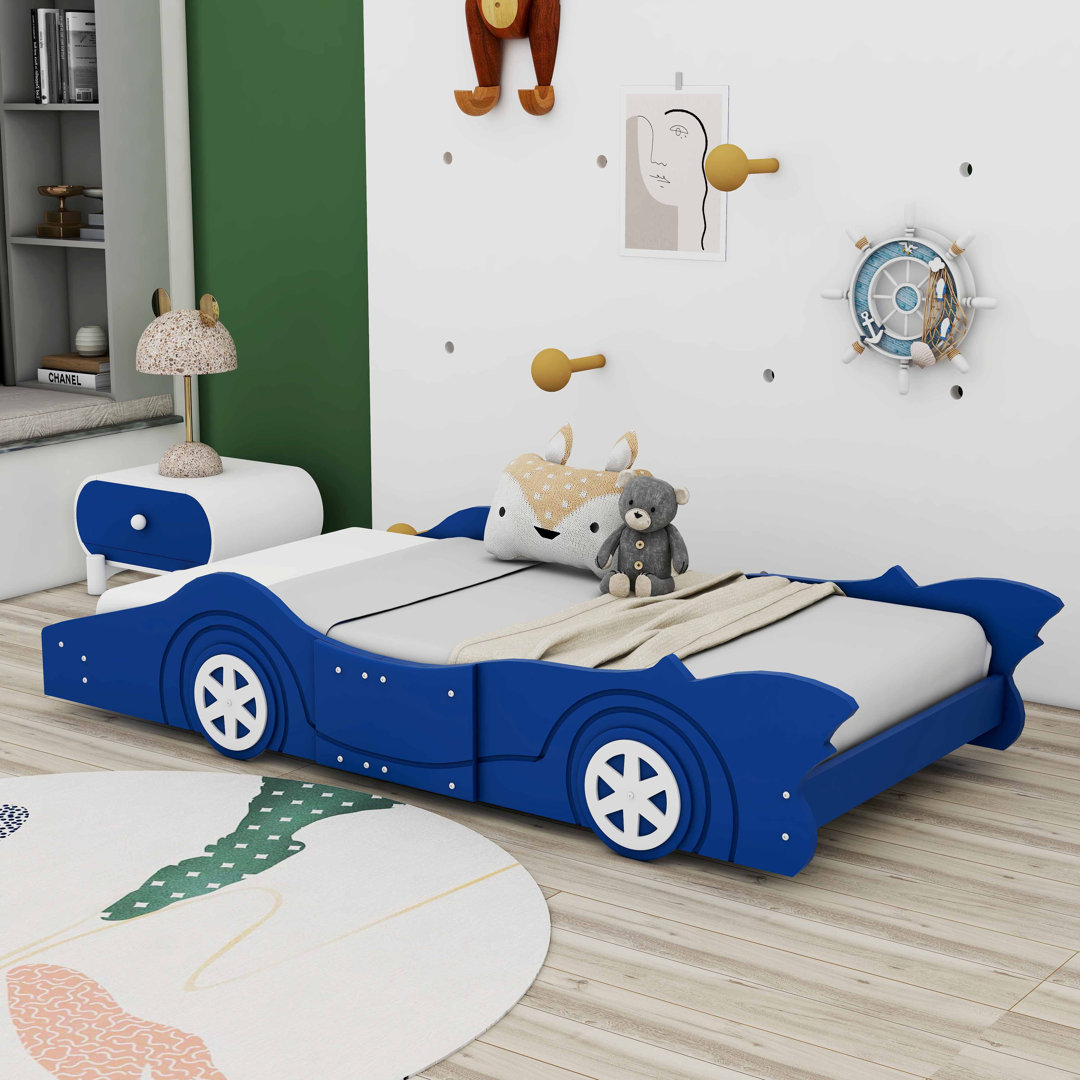 Alahia Twin Size Race Car-Shaped Platform Bed Zoomie Kids 