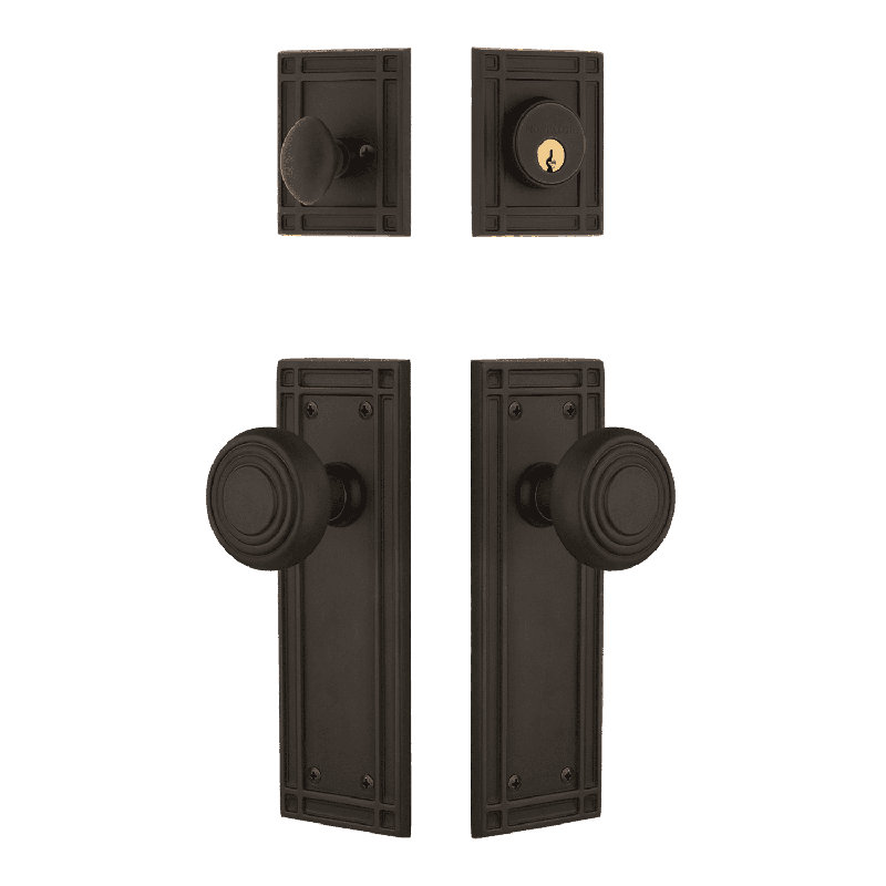 Nostalgic Warehouse Mission Entry Set with Deco Knob, Oil-Rubbed Bronze, 2.375