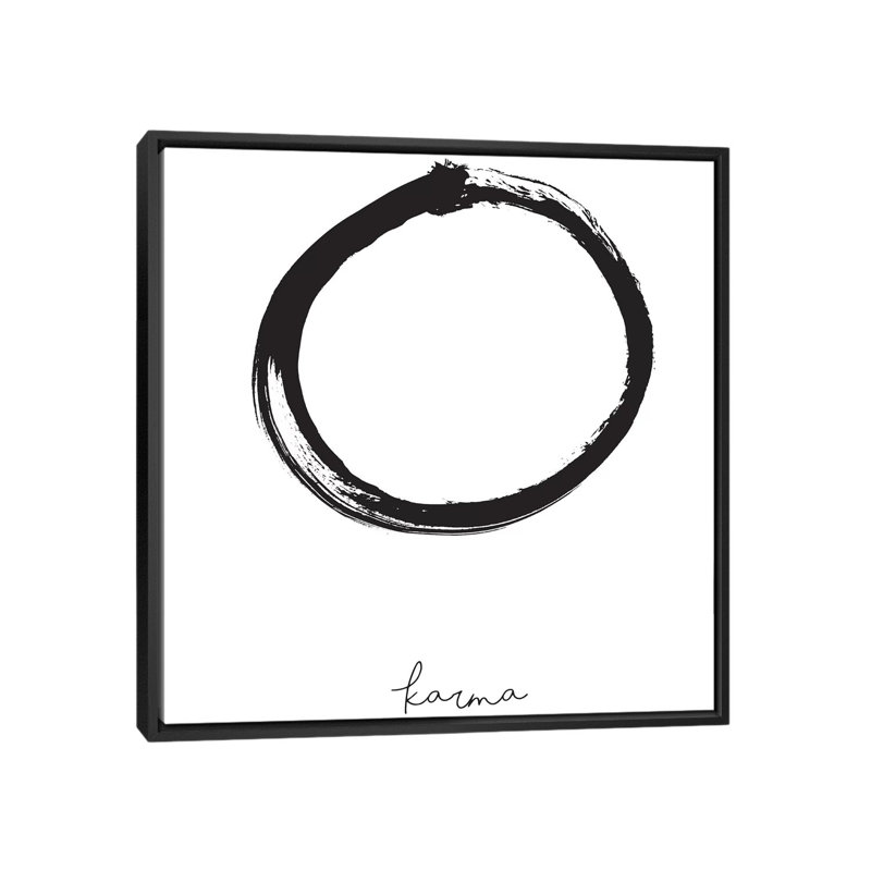 «Karma», reproduction sur toile, H 18 po x l 18 po x P 1,5 po, Toile avec cadre noir, Pas de tapis