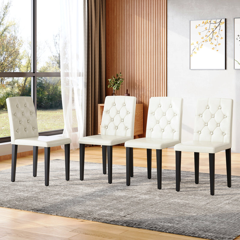 Ensemble de 4 chaises de salle à manger Pu, Noir, Blanc