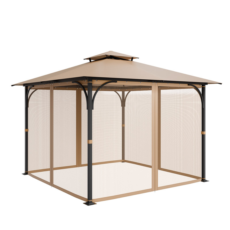 VEVOR Polyester Side Wall for Gazebo, 210.9cm H x 274cm W x 274cm D, Brown