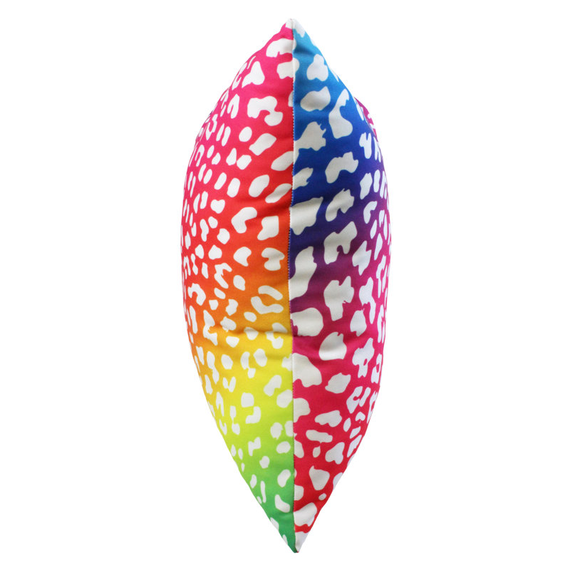 Animal Print Reversible Throw Pillow, Rainbow Gradient/White