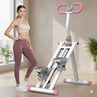 Machine d'escalade avec résistance - Grimpeur vertical amélioré pour l'entraînement de tout le corps, équipement de remise en forme robuste et guidon réglable - rose