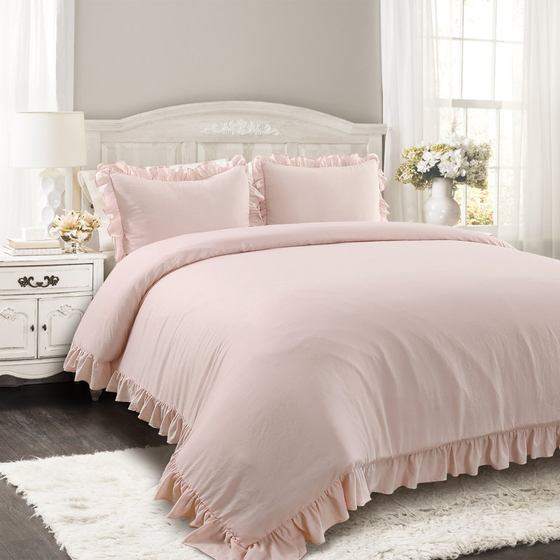 Reyna Microfiber 3 Piece Comforter Set, Twin XL Comforter + 1 Standard Sham, Blush