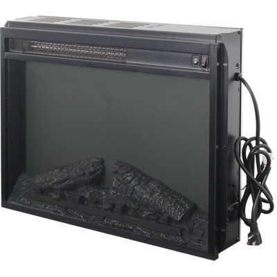23 inch electric fireplace insert heater with log set & realistic flame, overheating protection without control