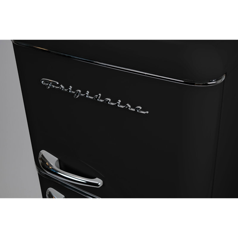 7.5 Cu. Ft. Capacity Retro Fridge Freezer Combo, Upright Fridge Freezer Combo, Apartment Size, Black