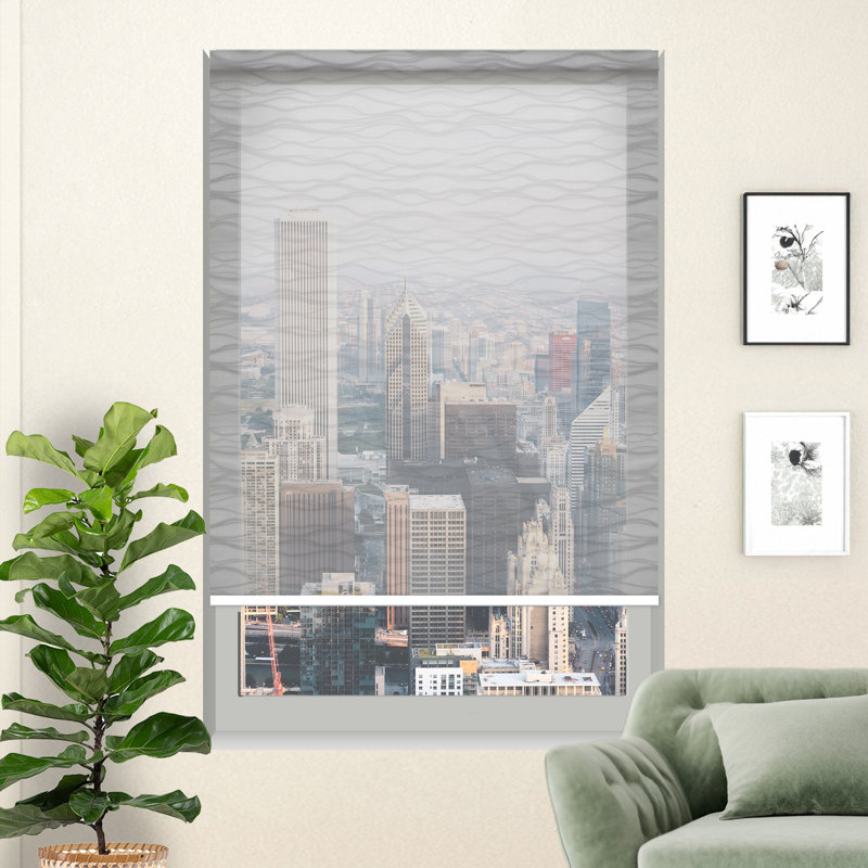 Abat-jour ondulé contemporain, Argent argent, L 40 po x L 48 po