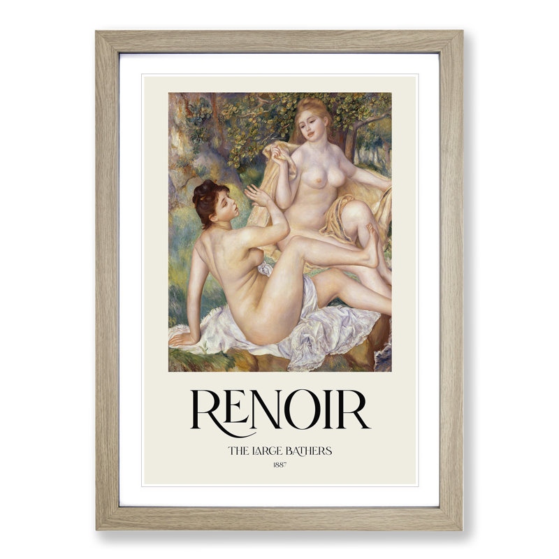 The Large Bathers by Pierre-Auguste Renoir - Picture Frame Painting, 65cm H x 48cm W x 2cm D, Oak Framed