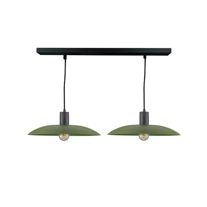 2 - Light Matte Black Dome Pendant, Black/Khaki