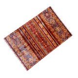 Hand-Knotted High-Quality Orange, Blue, and Ivory Area Rug