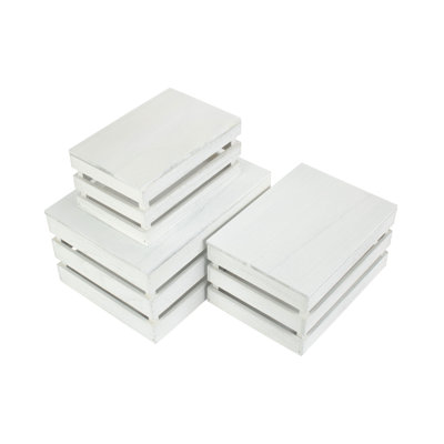 Slatted Manufactured Wood 3 Piece Organiser Box Set