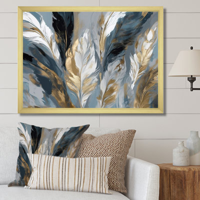 Gold And Grey Impressions Of Bohemian Energy I - Boho Feather Canvas Prints