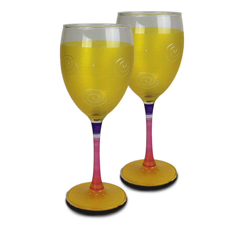 Verre à vin 11 onces Peruvian Splendor Turquoise, Jaune