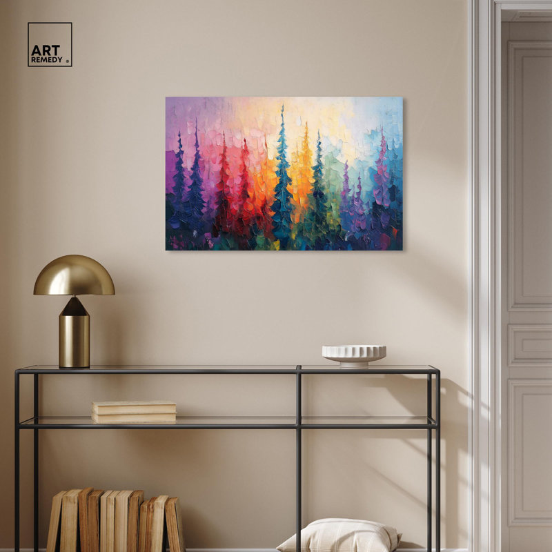Colorful Abstract Forest Wrapped Canvas Art, 30" x 20"