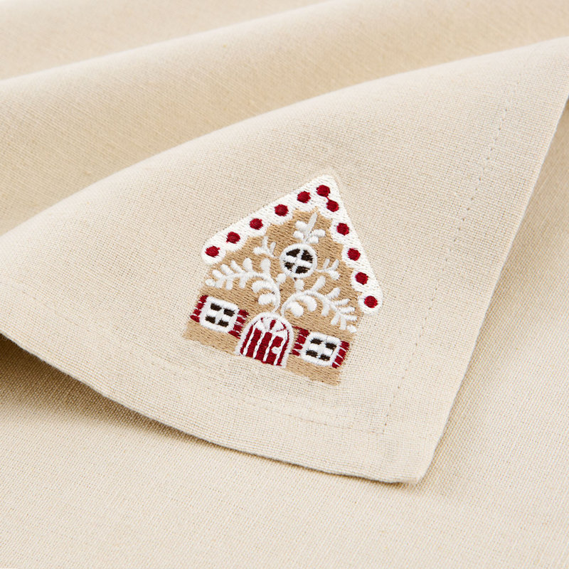 Lilagrace Gingerbread Holiday Bliss Embroidered Cotton Napkins