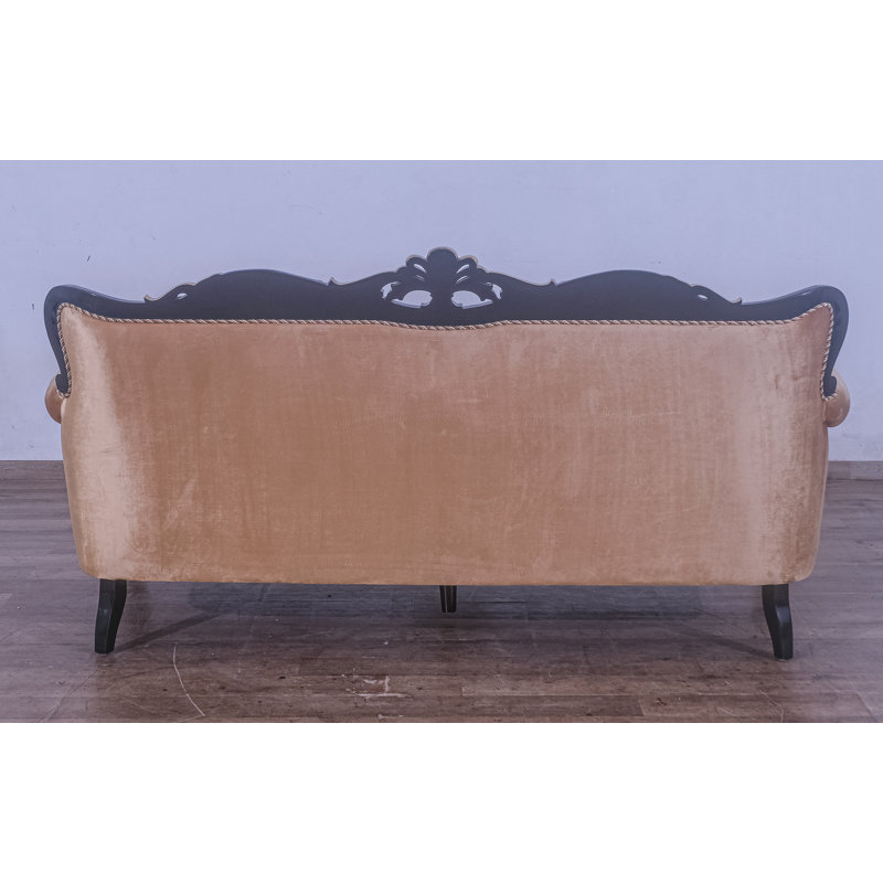 Sofa, Black/Gold Linen Blend, Brown
