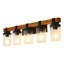 Lampe murale 5 lumières en bois noir mat (avec abat-jour en verre et ampoules non incluses)-1295967759-1295967797