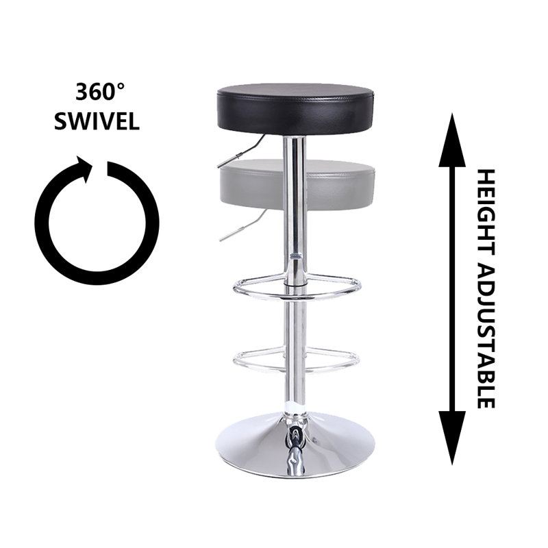 Aavi Swivel Upholstered Adjustable Height Counter Stool, Black