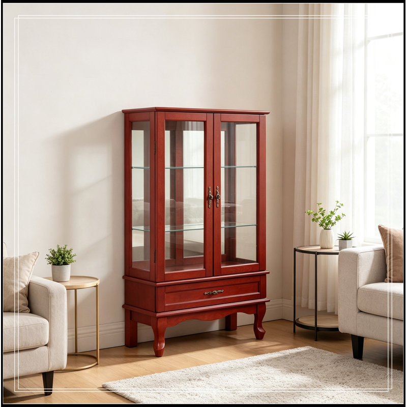 Armoire lumineuse avec tablettes réglables en verre, 2 portes et 1 tiroir