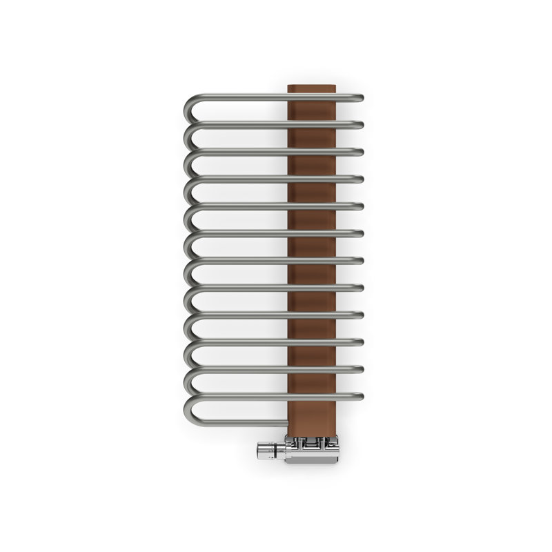 Michelle Heated Towel Rail in Two Tones, 1200x500, Grey Bars and Orange Masking