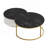 Modern Round Nesting Coffee Table Fluted With Drawer In Black & Gold In 27.6"