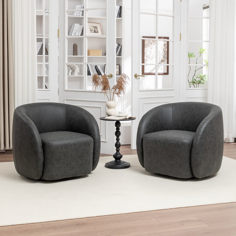 Fauteuil demi-tonneau pivotant Katherline, Noir