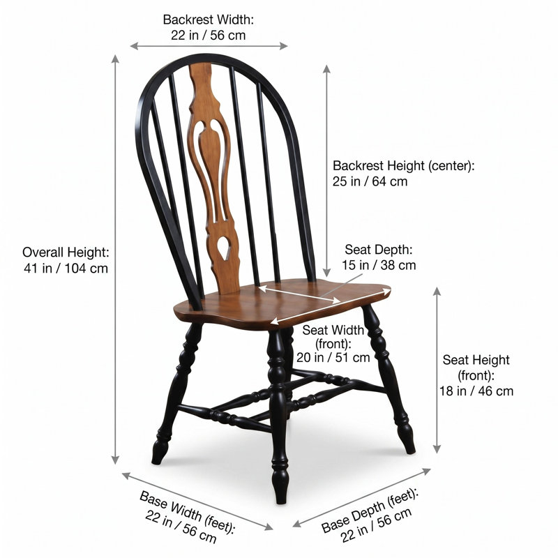 Azizi 17.75'' H Oak Side Chair, Antique Black / Cherry