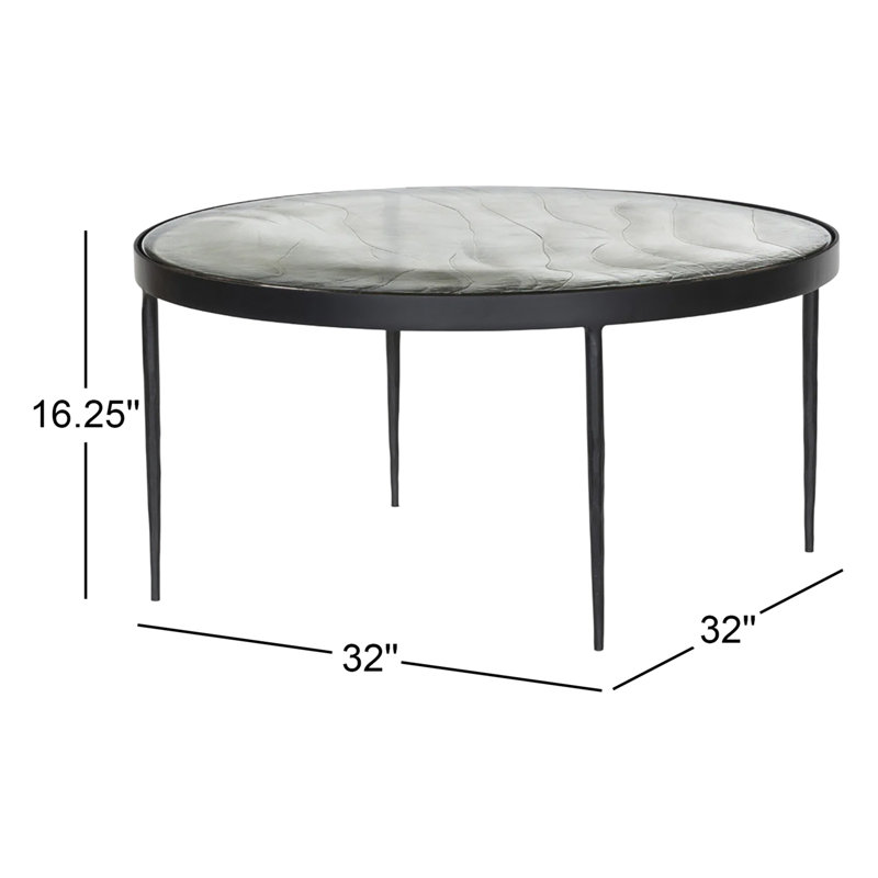 Yoko Glass Round Coffee Table, 16.25" H x 32" L x 32" W, Clear