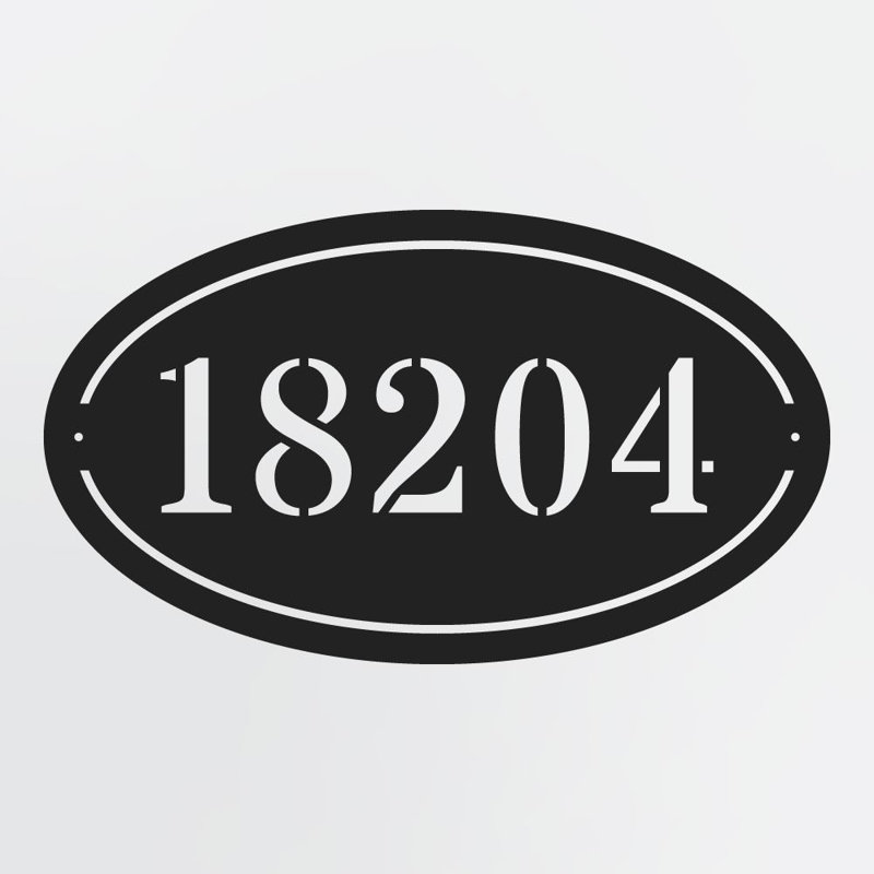 Plaque d'adresse en métal sur mesure, plaque de numéro de maison ovale simpliste, 48"