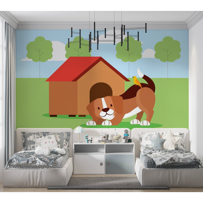 Papier peint de qualité supérieure - Amusement pour chien, L 96 po x l 120 po