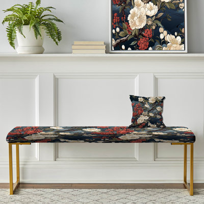 Banc floral rembourré or