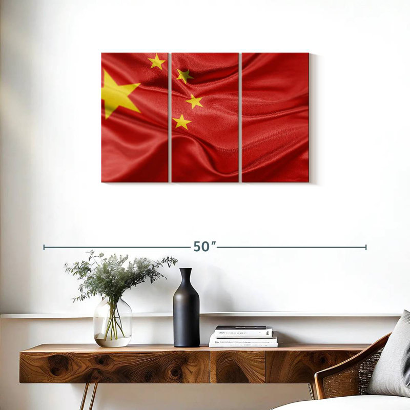 Drapeau chinois froissé, H 20 po x l 33 po